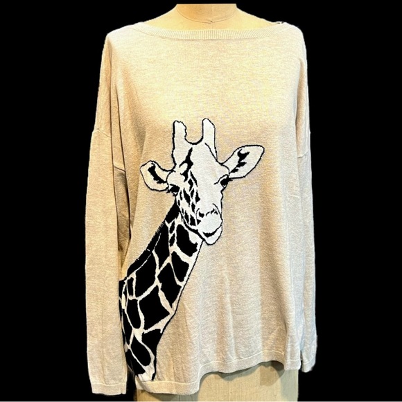 Talbots‎ giraffe safari wildlife graphic knit sweater boat neck wildlife animal - Picture 1 of 11